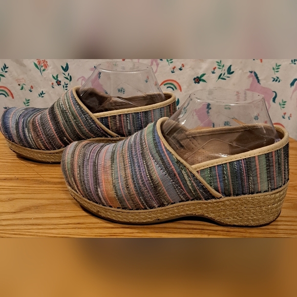 NWOT Dansko Jute Weave Rainbow Boho Hobo Casual Orthotic Clog Wedge Shoe SZ 37 - Picture 1 of 6